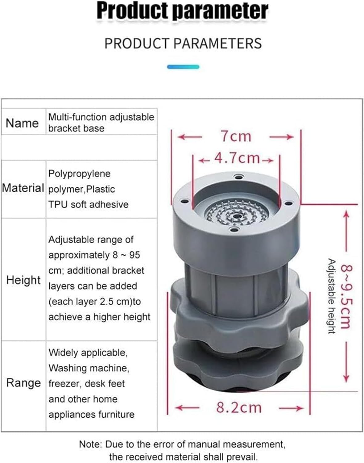 Anti Vibration Adjustable Bracket Base for Washing Machine (Set of 4)