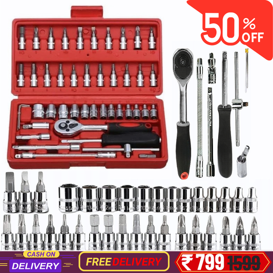 46 in 1 Pcs Tool Kit & Screwdriver and Socket Set Multi Purpose Tool Case Hand Tool Kit